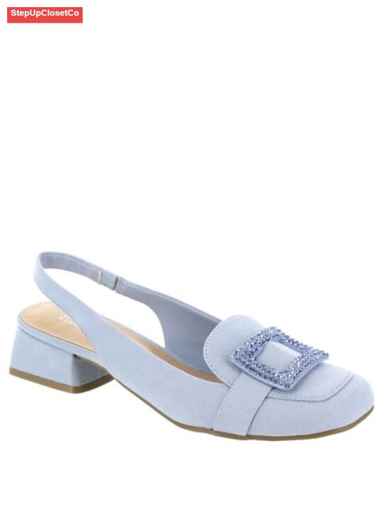 Shoes - Sling back loafer, buckle detail, square toe, 1.38" heel